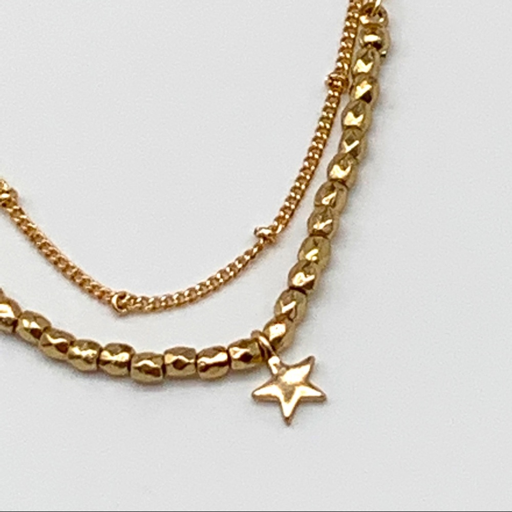 Twin Chain Star Gazer Necklace w Extender 6 Pack